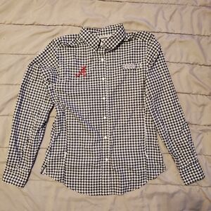 Columbia Women PFG Black/White Uni Of Alabama Tamiami Fishing Shirt XS